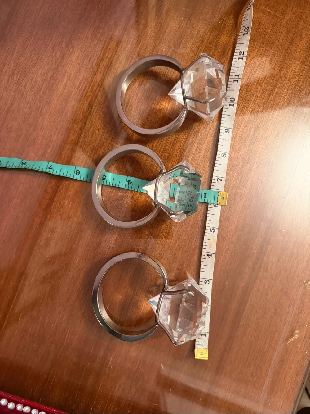 Clear Crystal-Accent Napkin Rings — Set of 3